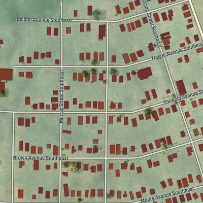 Close-up 1 of the South Atlanta, Georgia map artwork