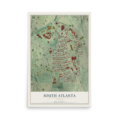 South Atlanta, Georgia map print, 12" x 18" Archival Matte Print mockup