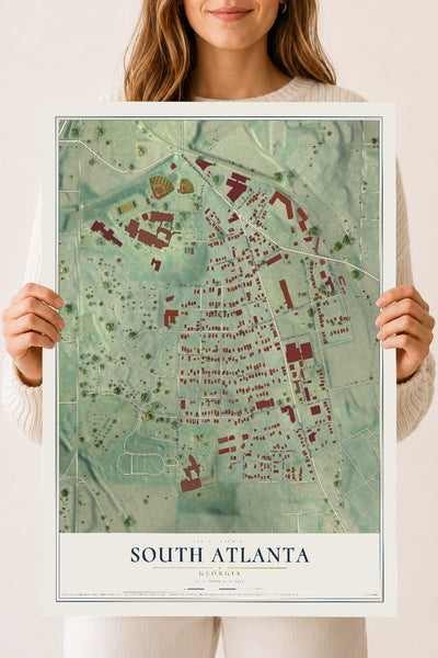South Atlanta, Georgia map print, 18" x 24" Archival Matte Print mockup