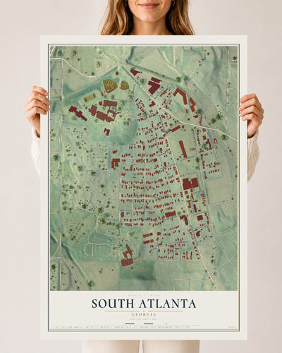 South Atlanta, Georgia map print, 24" x 36" Archival Matte Print mockup