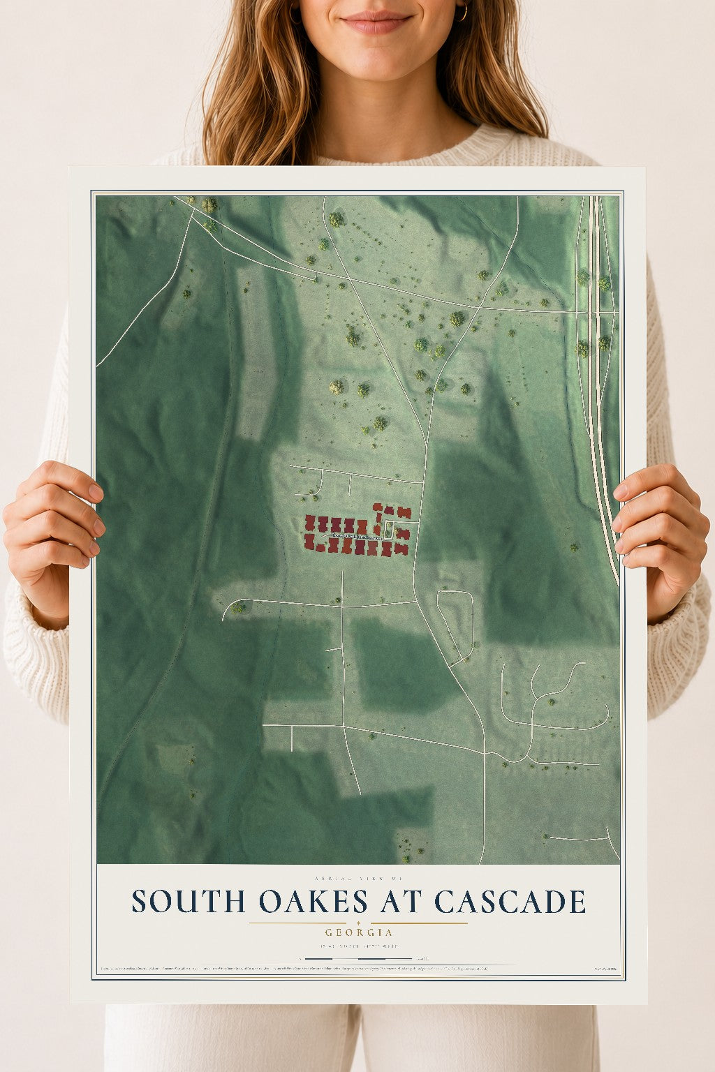 South Oakes at Cascade, Georgia map print, 18" x 24" Archival Matte Print mockup