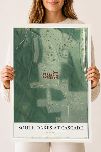 South Oakes at Cascade, Georgia map print, 18" x 24" Archival Matte Print mockup
