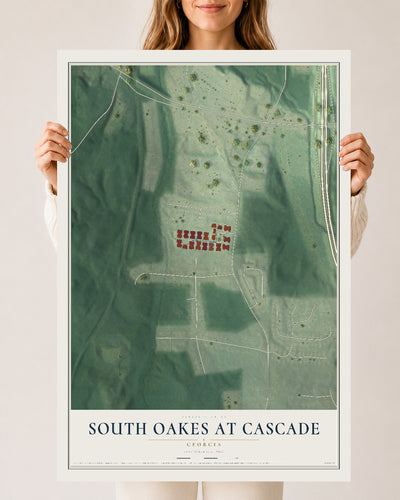 South Oakes at Cascade, Georgia map print, 24" x 36" Archival Matte Print mockup