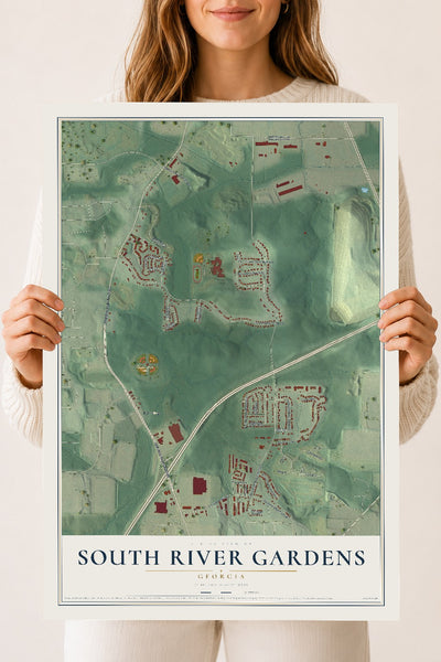 South River Gardens, Georgia map print, 18" x 24" Archival Matte Print mockup