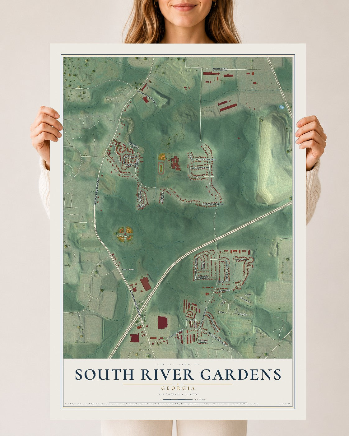 South River Gardens, Georgia map print, 24" x 36" Archival Matte Print mockup