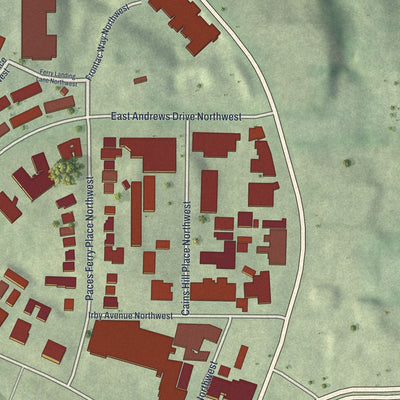 Close-up 1 of the South Tuxedo Park, Georgia map artwork