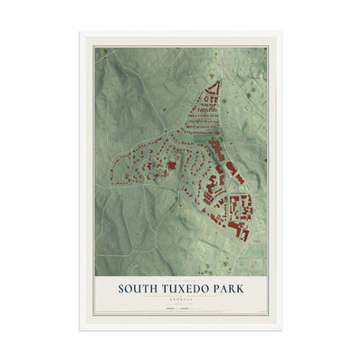 South Tuxedo Park, Georgia map print, 12" x 18" W/ White Ayous Wood Frame mockup