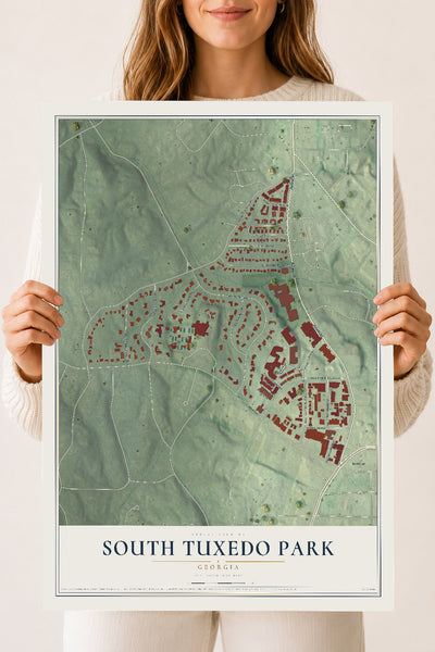 South Tuxedo Park, Georgia map print, 18" x 24" Archival Matte Print mockup