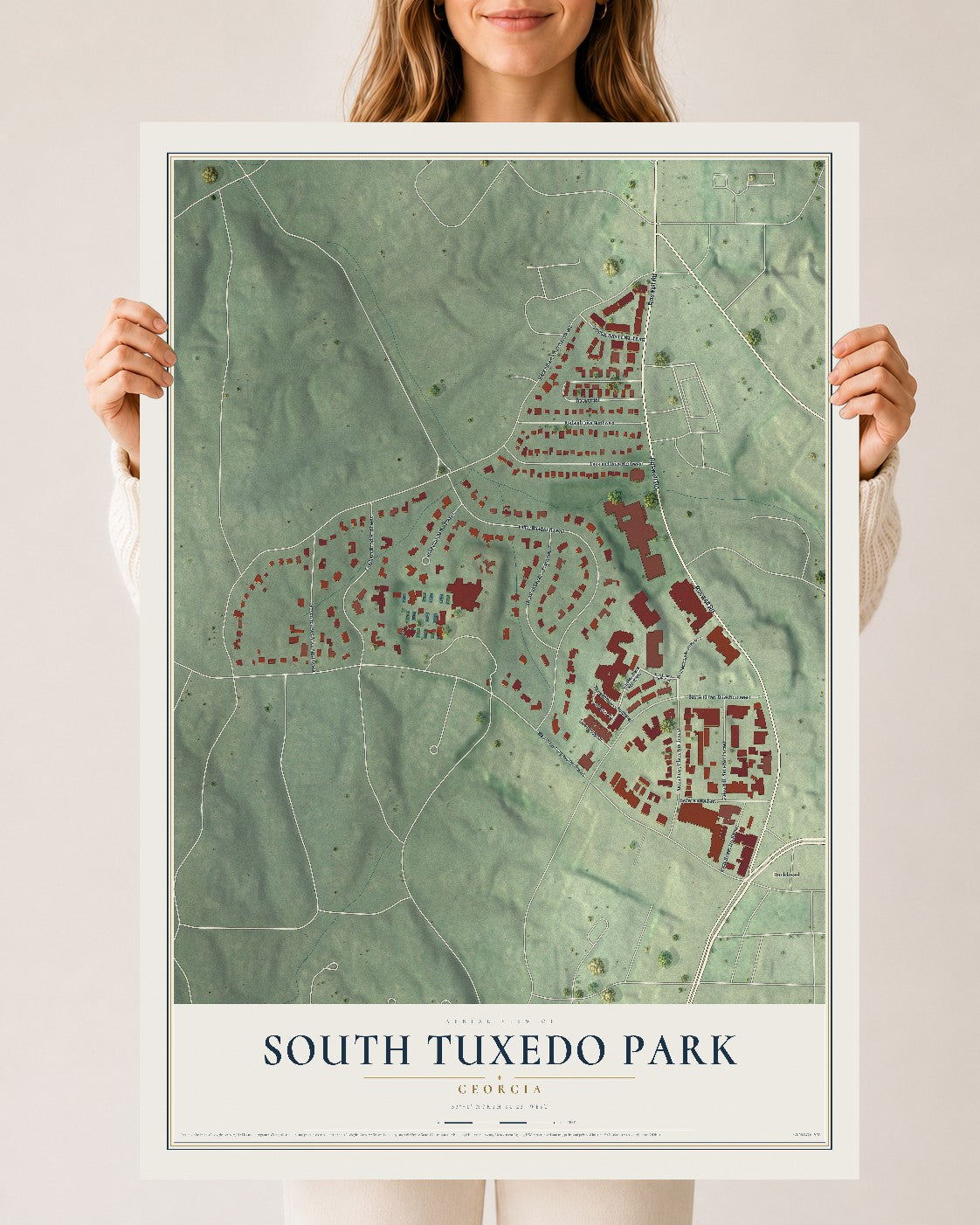 South Tuxedo Park, Georgia map print, 24" x 36" Archival Matte Print mockup