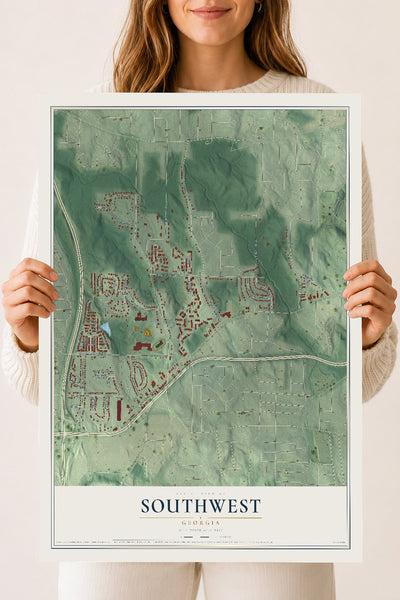 Southwest, Georgia map print, 18" x 24" Archival Matte Print mockup