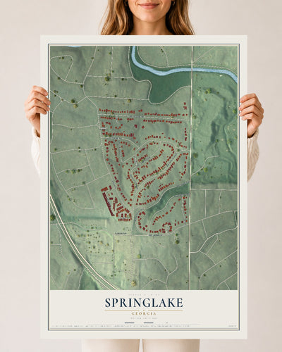 Springlake, Georgia map print, 24" x 36" Archival Matte Print mockup