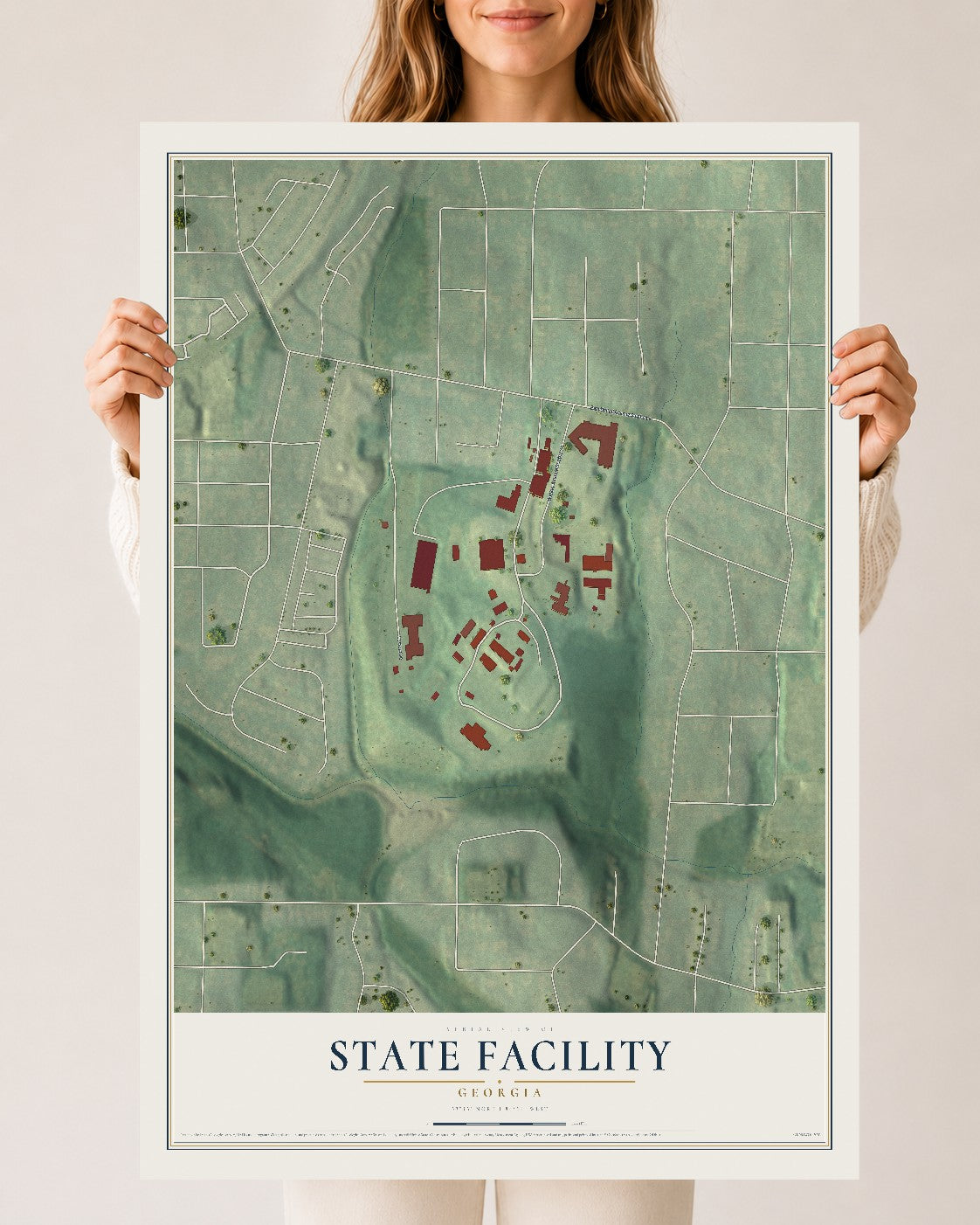 State Facility, Georgia map print, 24" x 36" Archival Matte Print mockup