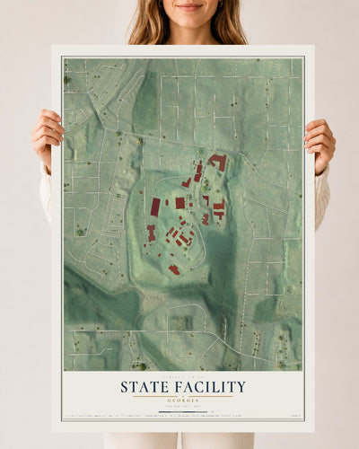 State Facility, Georgia map print, 24" x 36" Archival Matte Print mockup