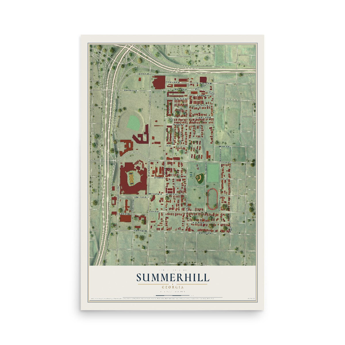 Summerhill, Georgia map print, 12" x 18" Archival Matte Print mockup