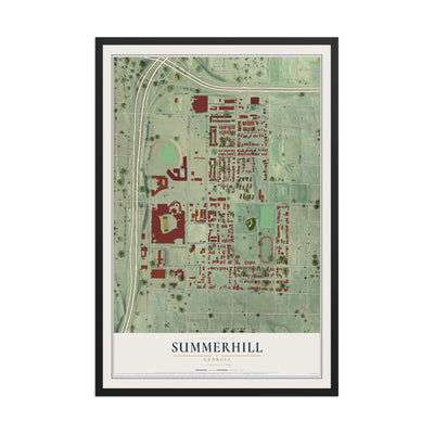 Summerhill, Georgia map print, 12" x 18" W/ Black Ayous Wood Frame mockup