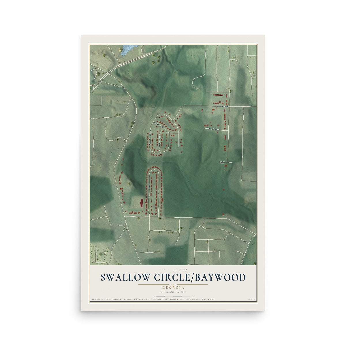 Swallow Circle-Baywood, Georgia map print, 12" x 18" Archival Matte Print mockup