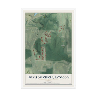 Swallow Circle-Baywood, Georgia map print, 12" x 18" W/ White Ayous Wood Frame mockup