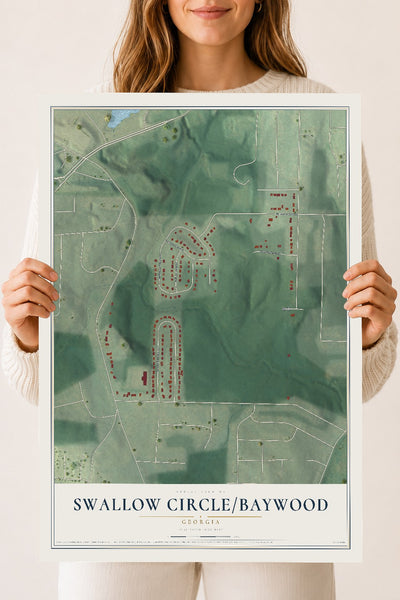 Swallow Circle-Baywood, Georgia map print, 18" x 24" Archival Matte Print mockup