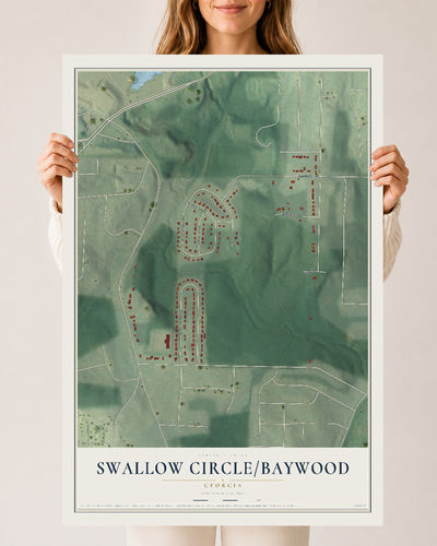 Swallow Circle-Baywood, Georgia map print, 24" x 36" Archival Matte Print mockup