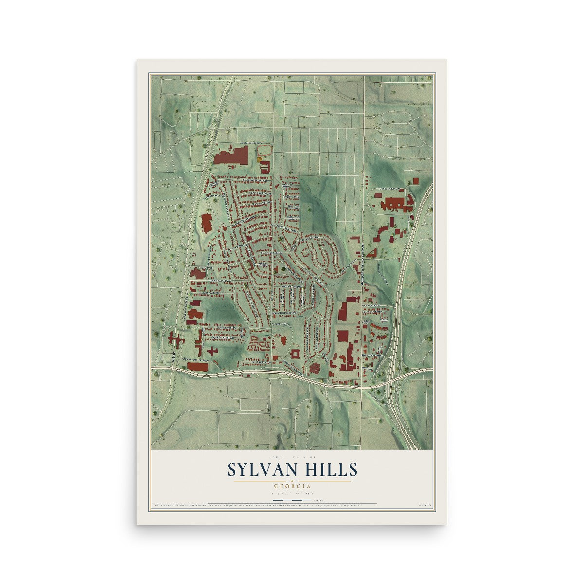 Sylvan Hills, Georgia map print, 12" x 18" Archival Matte Print mockup