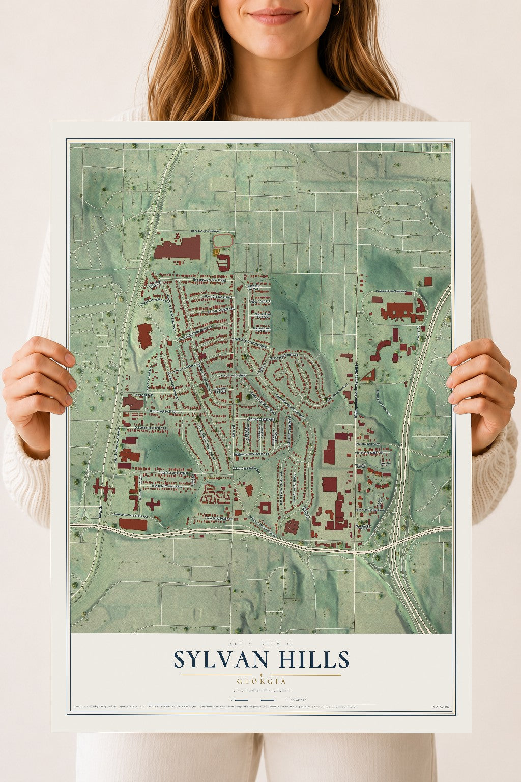 Sylvan Hills, Georgia map print, 18" x 24" Archival Matte Print mockup