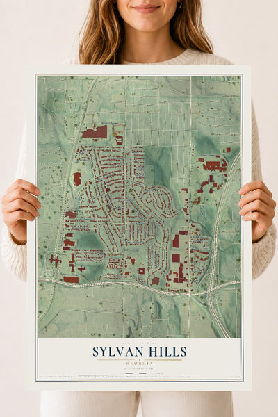 Sylvan Hills, Georgia map print, 18" x 24" Archival Matte Print mockup