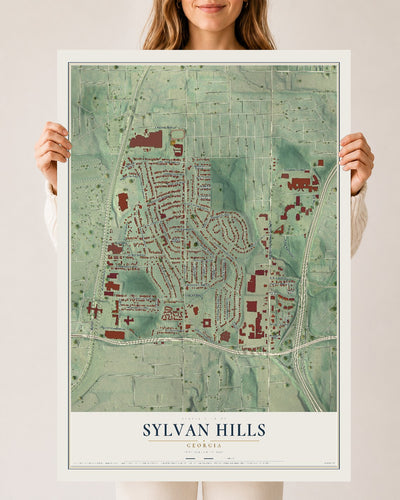 Sylvan Hills, Georgia map print, 24" x 36" Archival Matte Print mockup