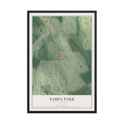 Tampa Park, Georgia map print, 12" x 18" W/ Black Ayous Wood Frame mockup