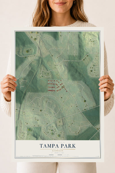Tampa Park, Georgia map print, 18" x 24" Archival Matte Print mockup