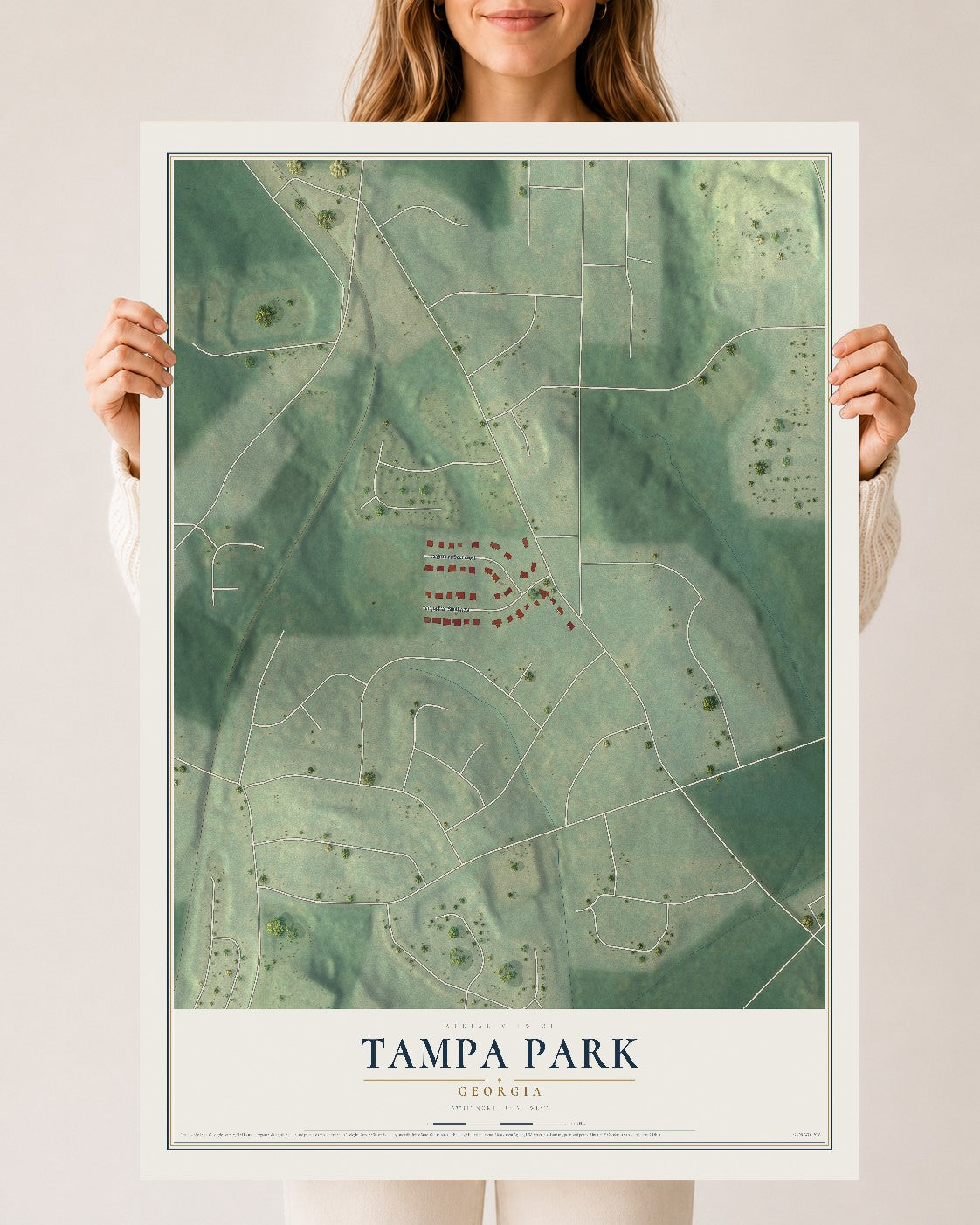 Tampa Park, Georgia map print, 24" x 36" Archival Matte Print mockup