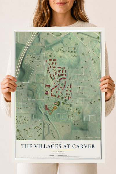 The Villages at Carver, Georgia map print, 18" x 24" Archival Matte Print mockup