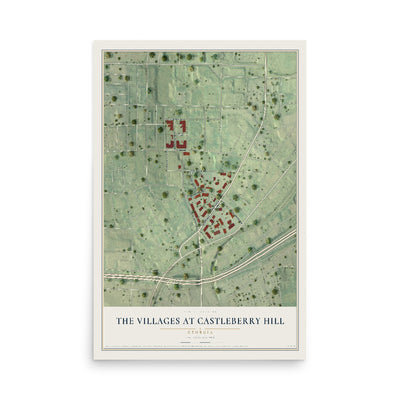The Villages at Castleberry Hill, Georgia map print, 12" x 18" Archival Matte Print mockup