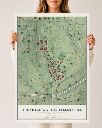 The Villages at Castleberry Hill, Georgia map print, 24" x 36" Archival Matte Print mockup