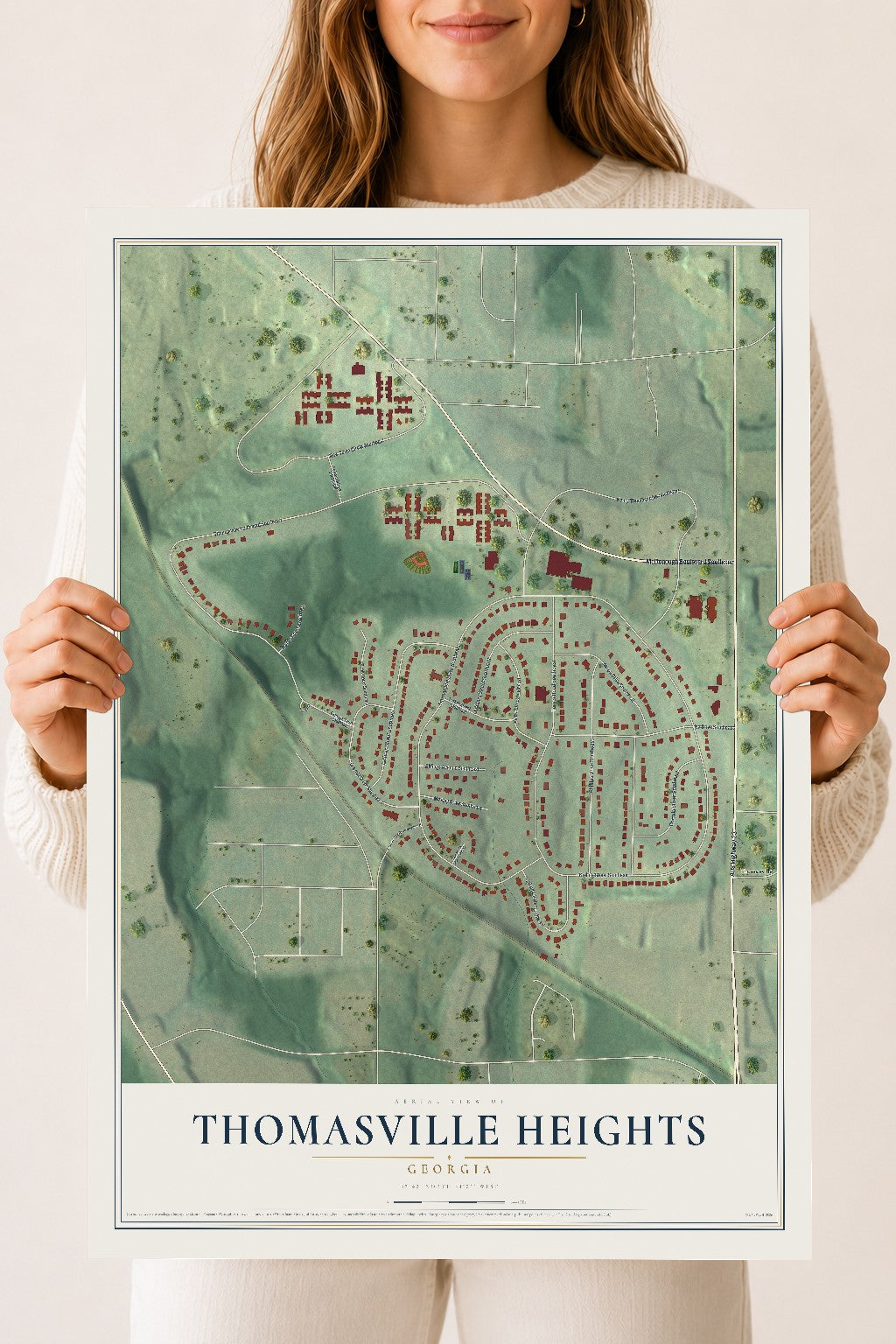 Thomasville Heights, Georgia map print, 18" x 24" Archival Matte Print mockup