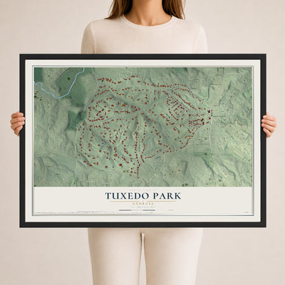 Tuxedo Park, Georgia map print, 24" x 36" W/ Black Ayous Wood Frame mockup