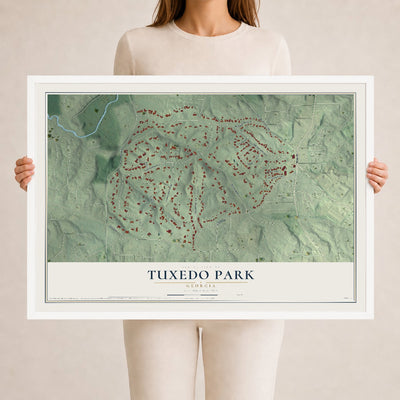 Tuxedo Park, Georgia map print, 24" x 36" W/ White Ayous Wood Frame mockup