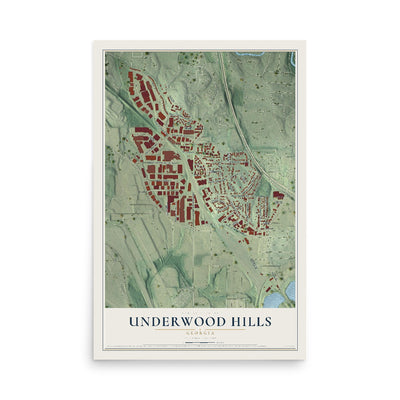 Underwood Hills, Georgia map print, 12" x 18" Archival Matte Print mockup