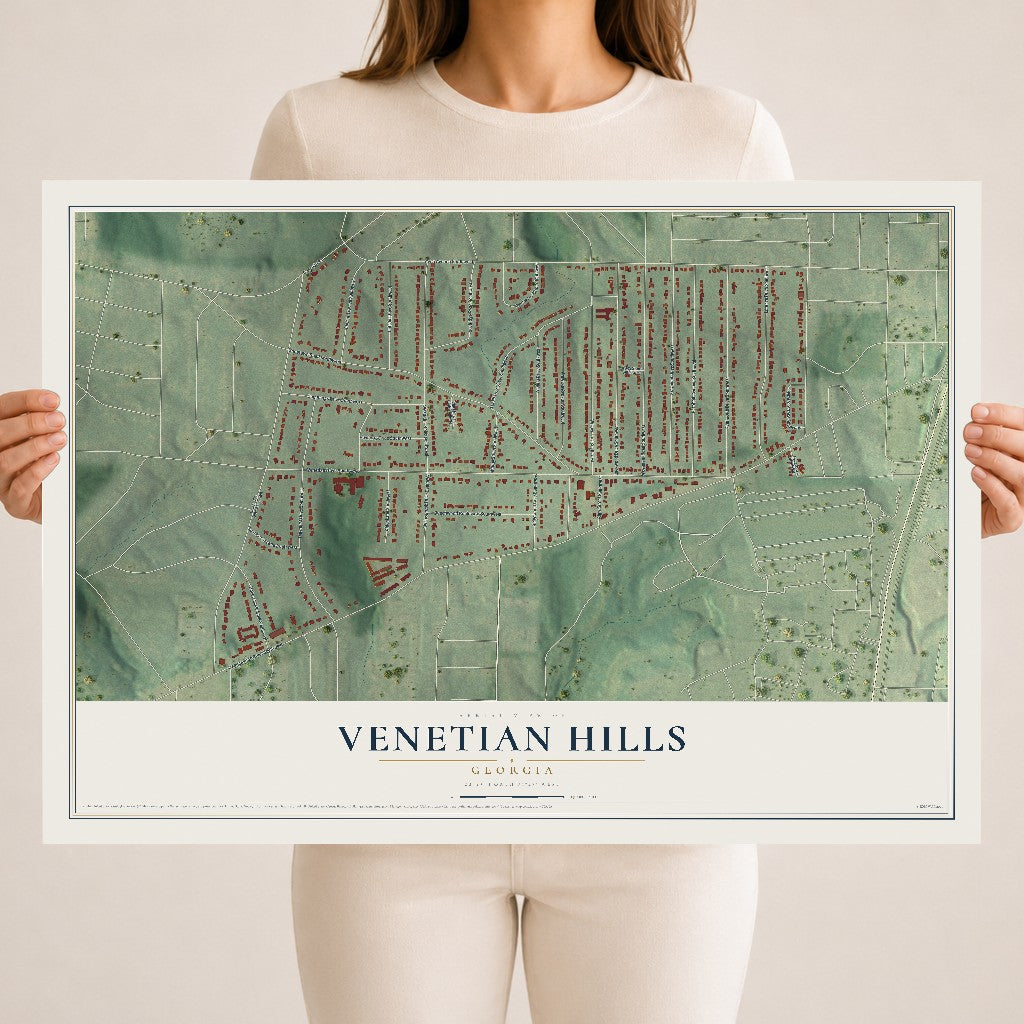Venetian Hills, Georgia map print, 18" x 24" Archival Matte Print mockup