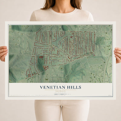 Venetian Hills, Georgia map print, 18" x 24" Archival Matte Print mockup