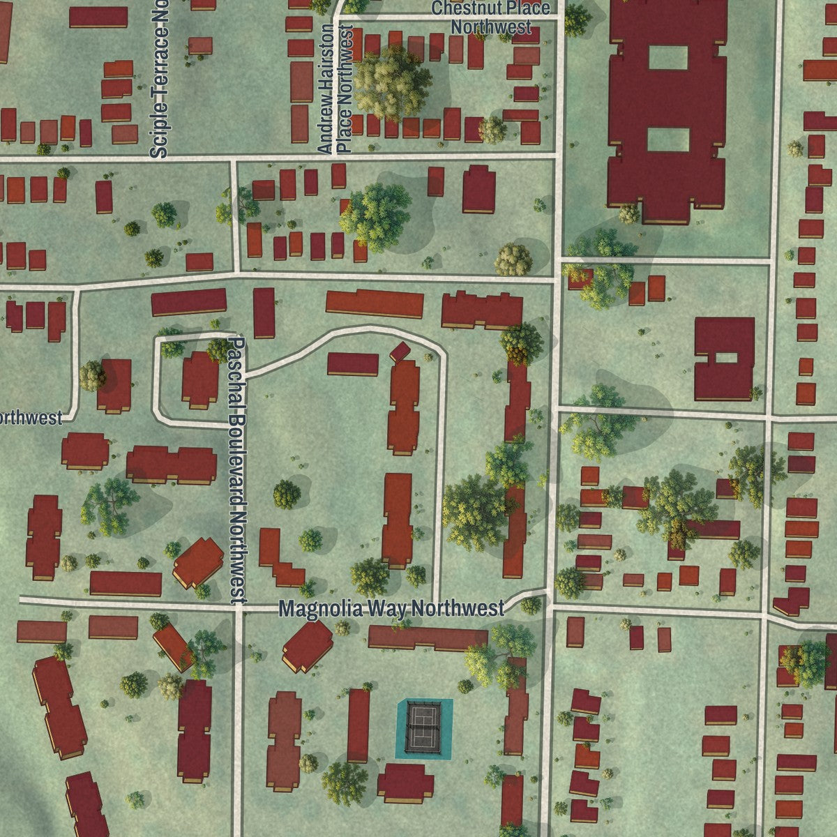 Close-up 2 of the Vine City, Georgia map artwork