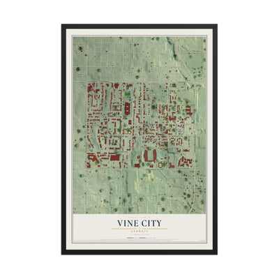 Vine City, Georgia map print, 12" x 18" W/ Black Ayous Wood Frame mockup