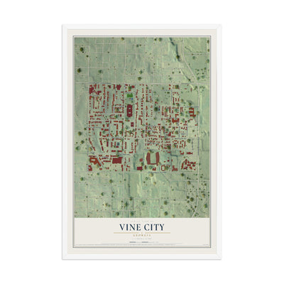 Vine City, Georgia map print, 12" x 18" W/ White Ayous Wood Frame mockup
