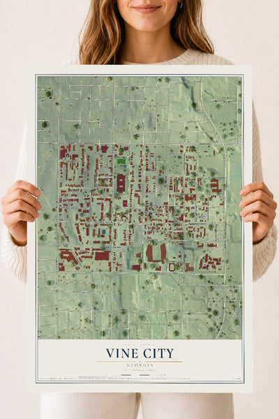 Vine City, Georgia map print, 18" x 24" Archival Matte Print mockup