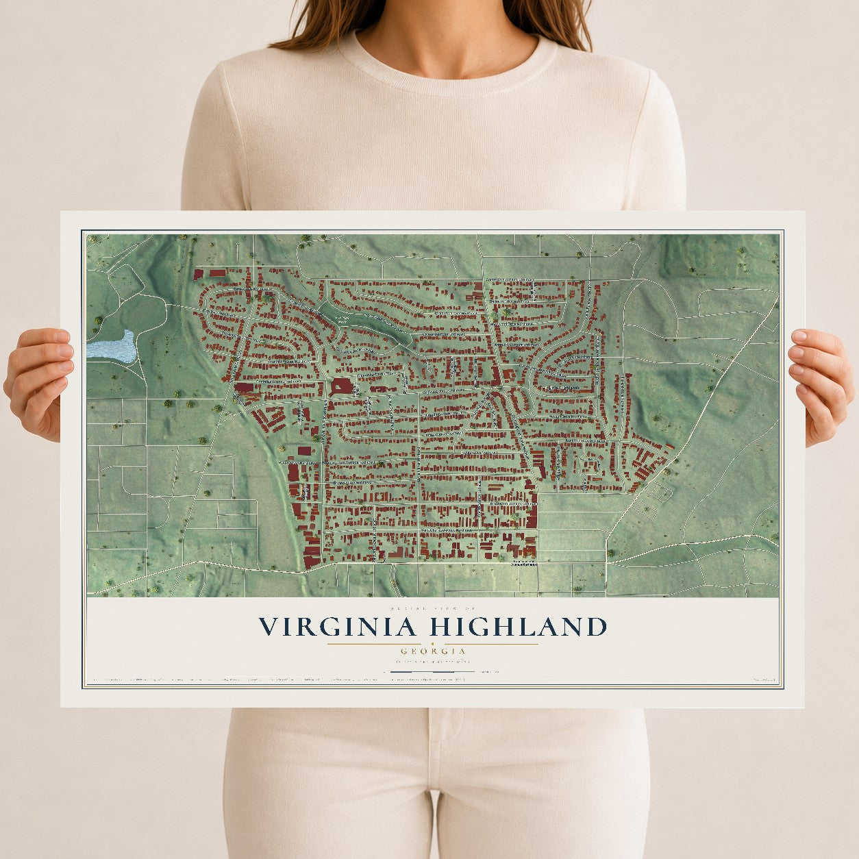 Virginia Highland, Georgia map print, 12" x 18" Archival Matte Print mockup