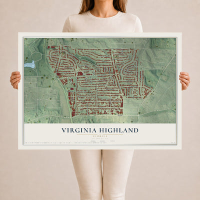 Virginia Highland, Georgia map print, 24" x 36" Archival Matte Print mockup