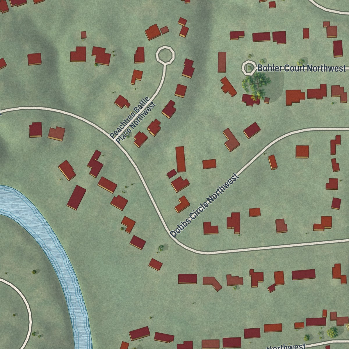 Close-up 2 of the Wesley Battle, Georgia map artwork