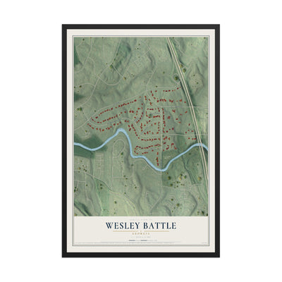 Wesley Battle, Georgia map print, 12" x 18" W/ Black Ayous Wood Frame mockup