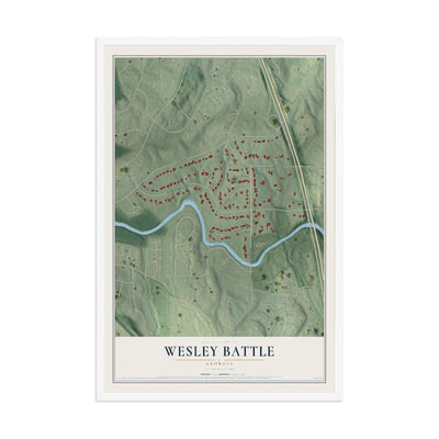 Wesley Battle, Georgia map print, 12" x 18" W/ White Ayous Wood Frame mockup