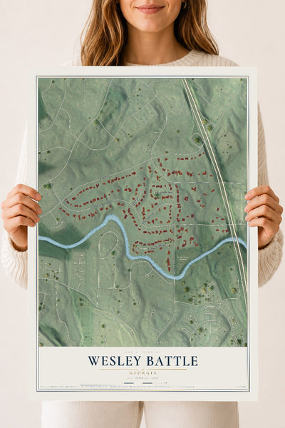 Wesley Battle, Georgia map print, 18" x 24" Archival Matte Print mockup