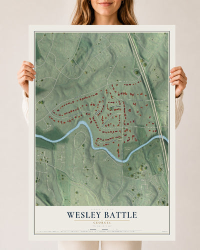 Wesley Battle, Georgia map print, 24" x 36" Archival Matte Print mockup